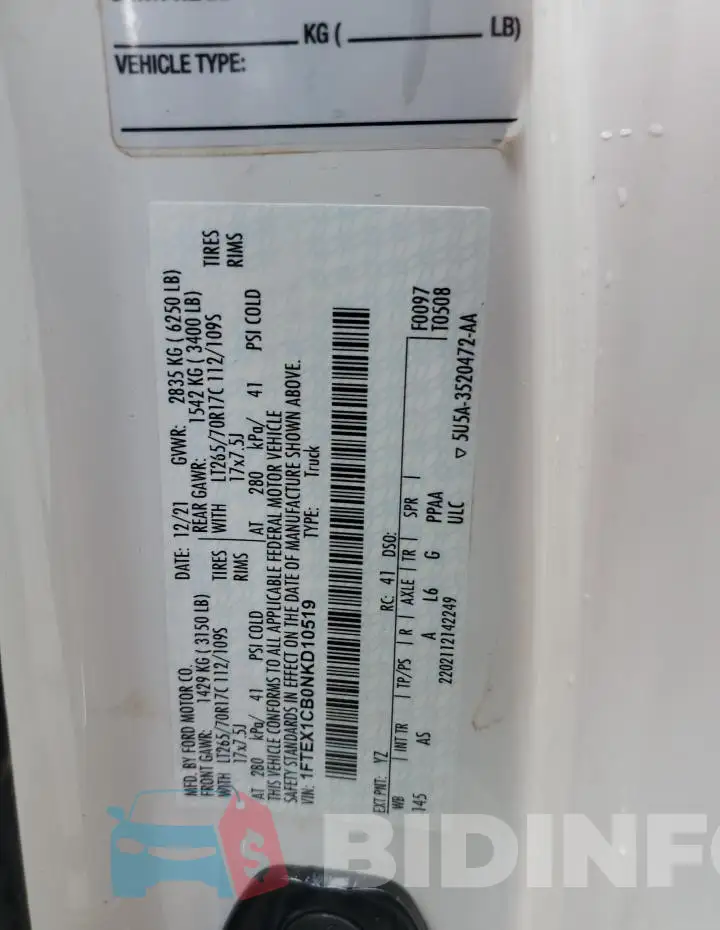 1FTEX1CB0NKD10519 Photo# 12