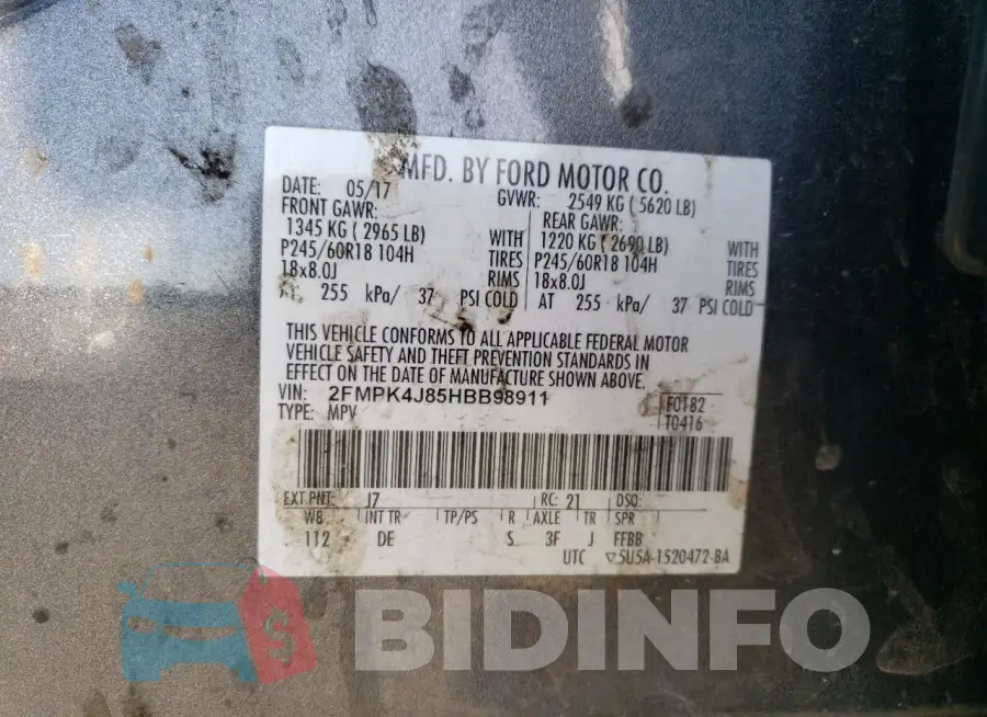 2FMPK4J85HBB98911 Photo# 14