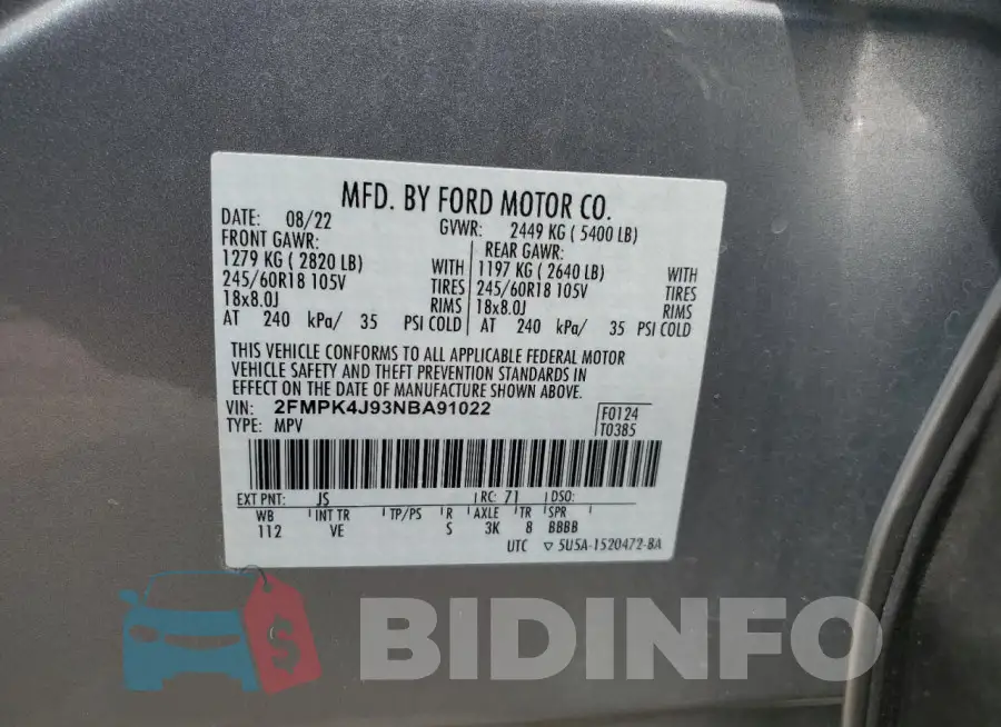 2FMPK4J93NBA91022 Photo# 14
