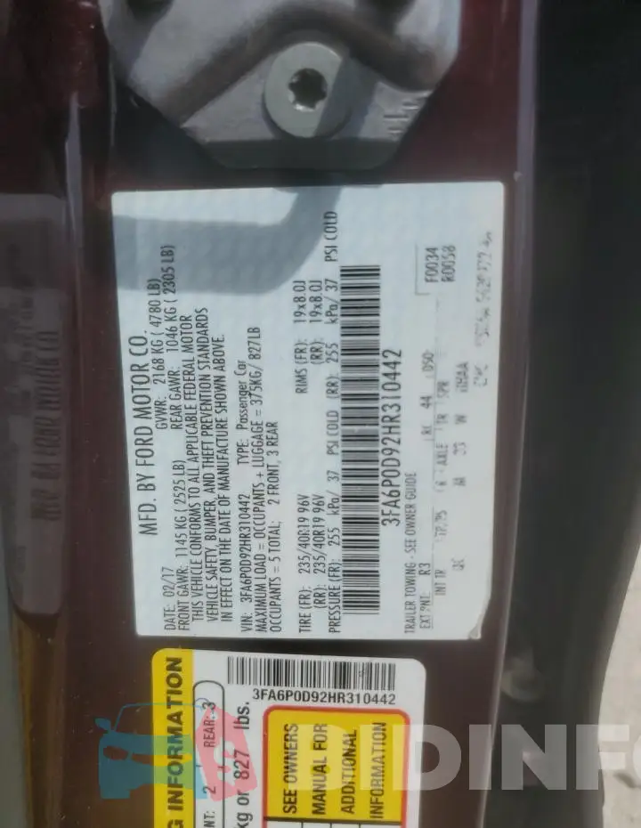 3FA6P0D92HR310442 Photo# 12