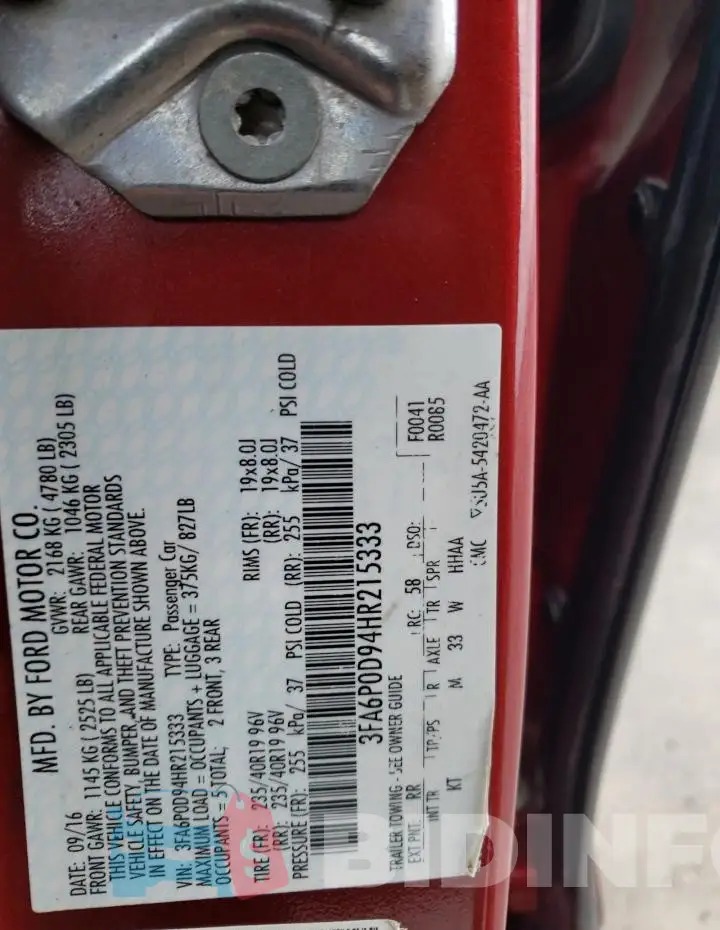 3FA6P0D94HR215333 Photo# 12