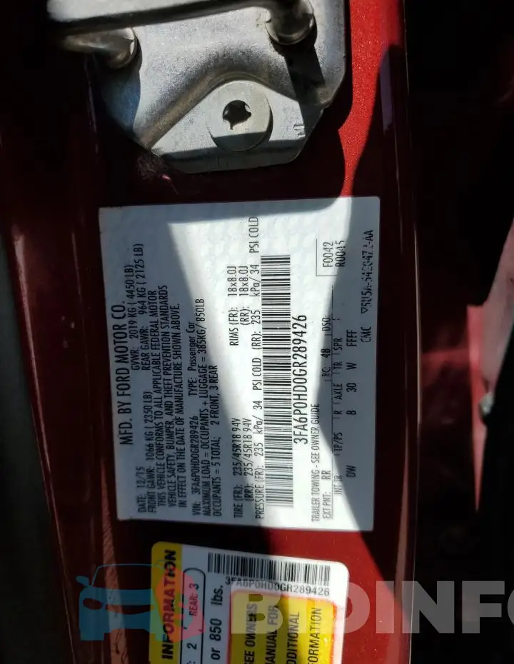 3FA6P0HD0GR289426 Photo# 12