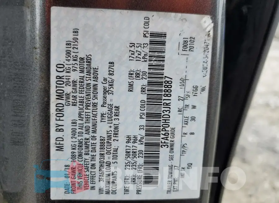 3FA6P0HD3JR188887 Photo# 12
