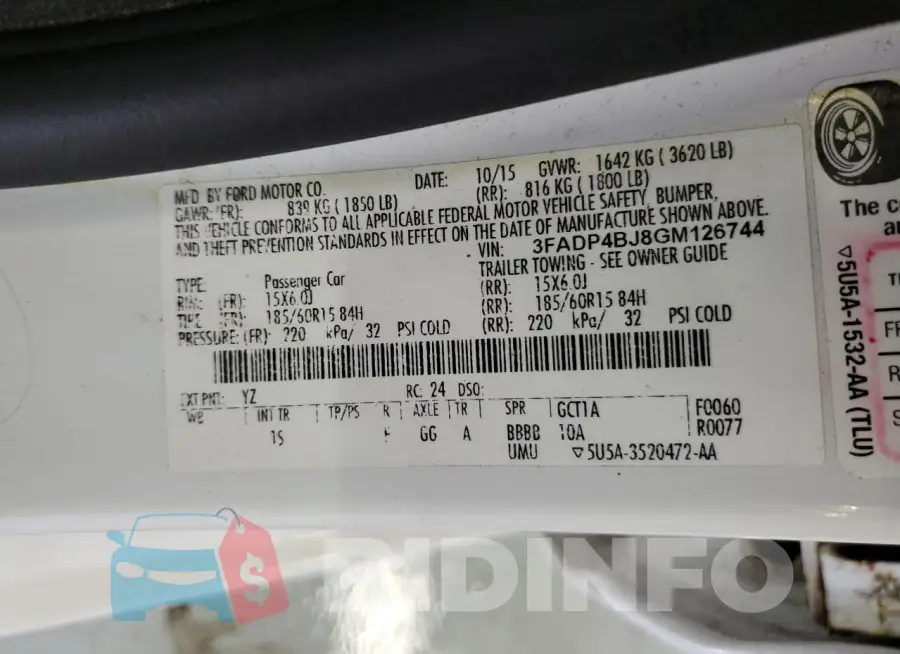 3FADP4BJ8GM126744 Photo# 12