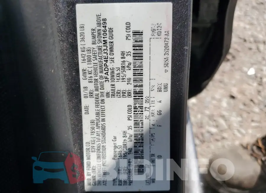3FADP4EJ3JM106498 Photo# 12
