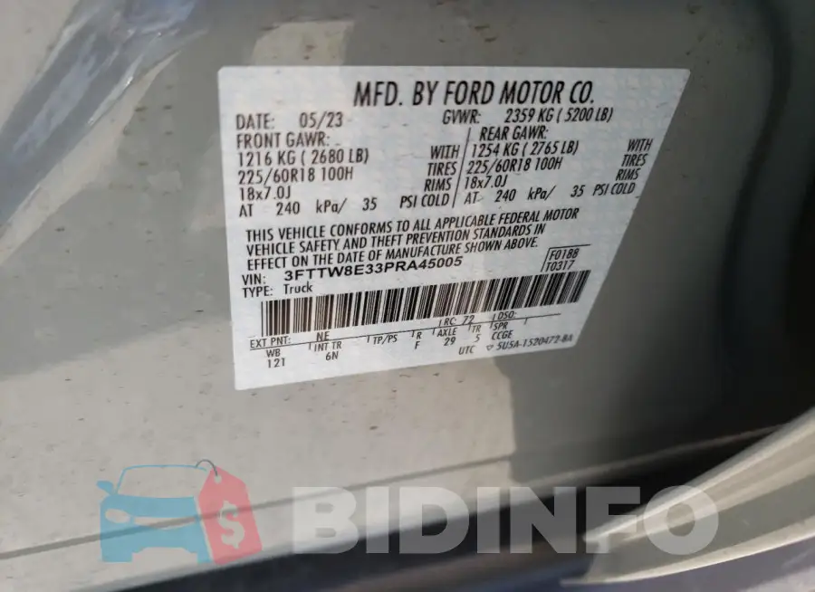 3FTTW8E33PRA45005 Photo# 12
