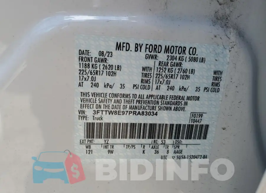 3FTTW8E97PRA83034 Photo# 12