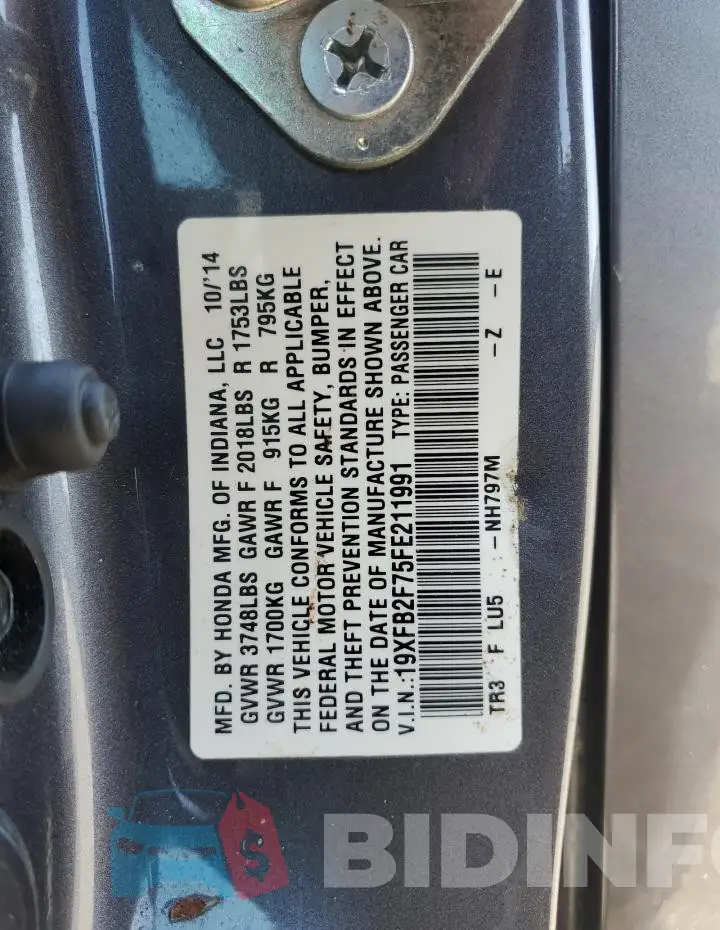 19XFB2F75FE211991 Photo# 12
