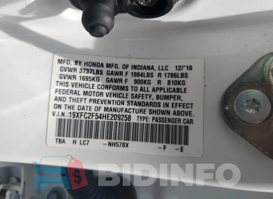 19XFC2F54HE209258 Photo# 12