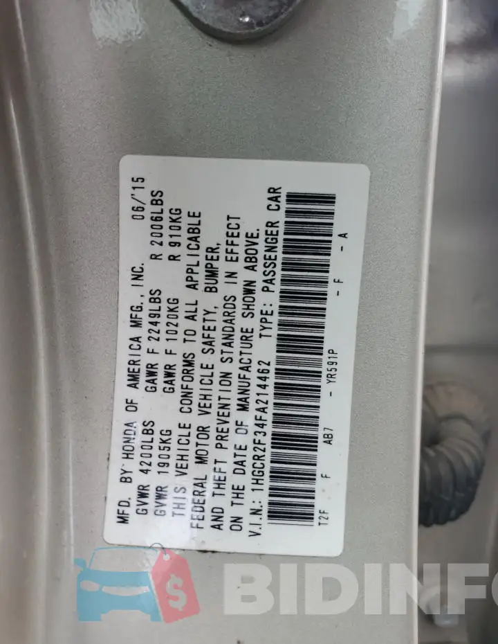 1HGCR2F34FA214462 Photo# 12