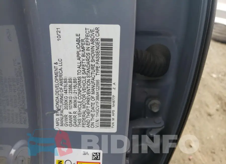 1HGCV1F38MA122595 Photo# 13