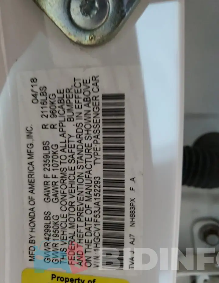 1HGCV1F53JA152293 Photo# 12