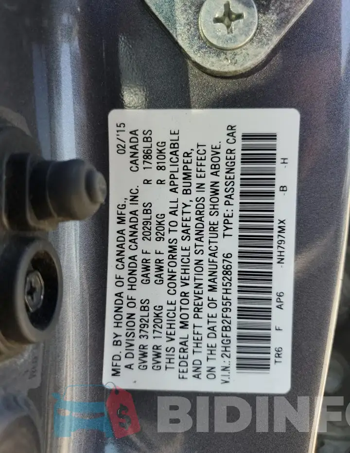 2HGFB2F95FH528676 Photo# 12