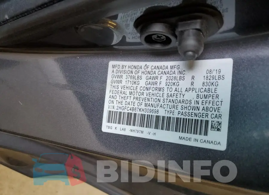 2HGFC4B67KH309698 Photo# 12
