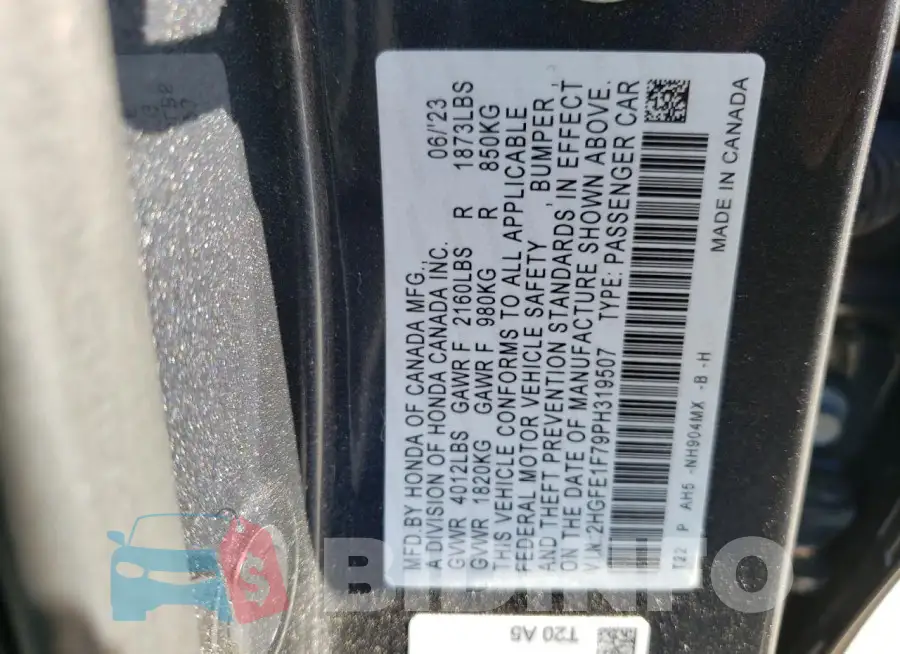 2HGFE1F79PH319507 Photo# 12