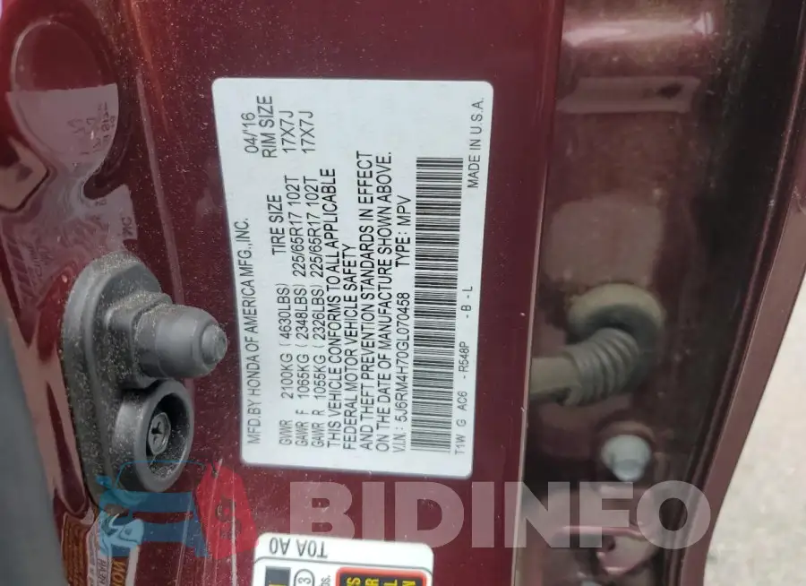 5J6RM4H70GL070458 Photo# 13