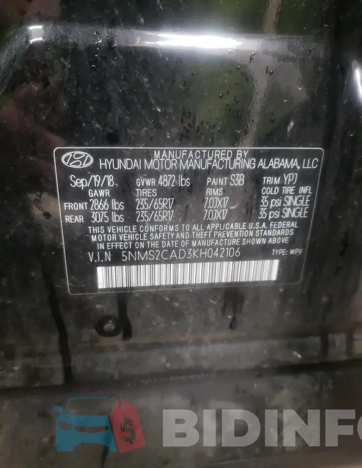 5NMS2CAD3KH042106 Photo# 13