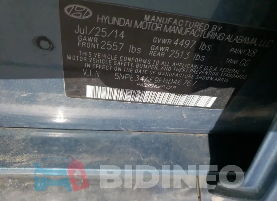 5NPE34AF9FH046767 Photo# 12