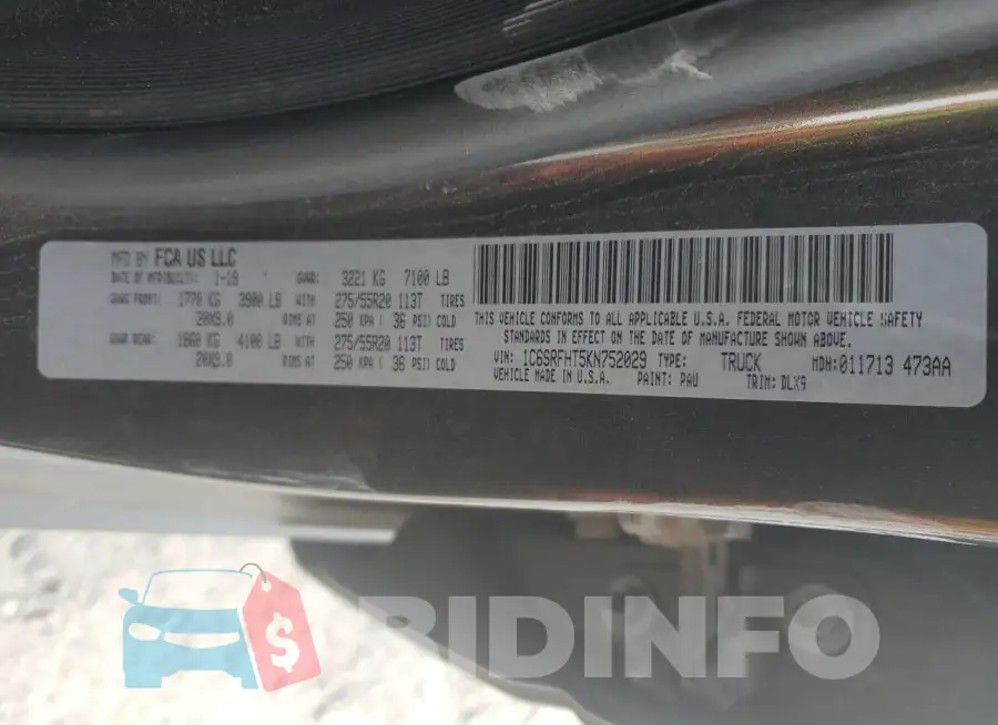 1C6SRFHT5KN752029 Photo# 13