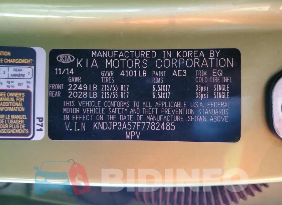 KNDJP3A57F7782485 Photo# 13