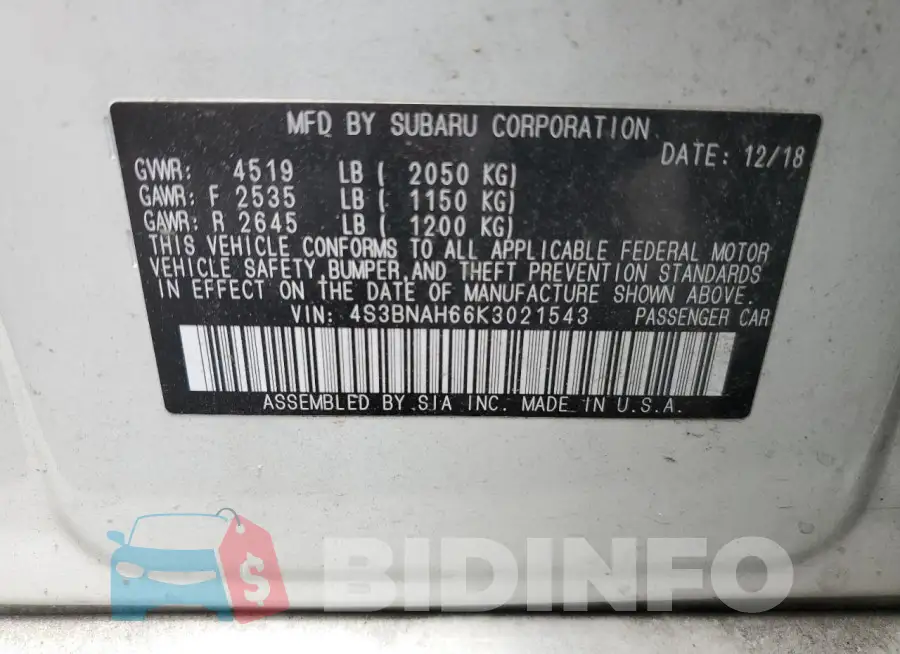 4S3BNAH66K3021543 Photo# 13