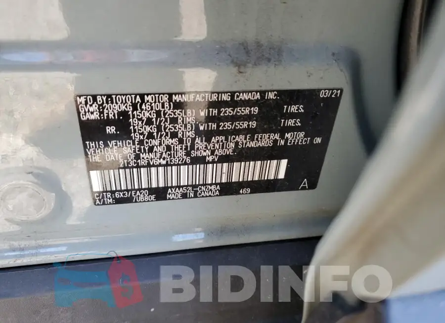 2T3C1RFV6MW139276 Photo# 13