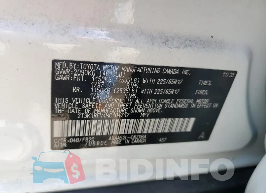 2T3K1RFV4MC104717 Photo# 13