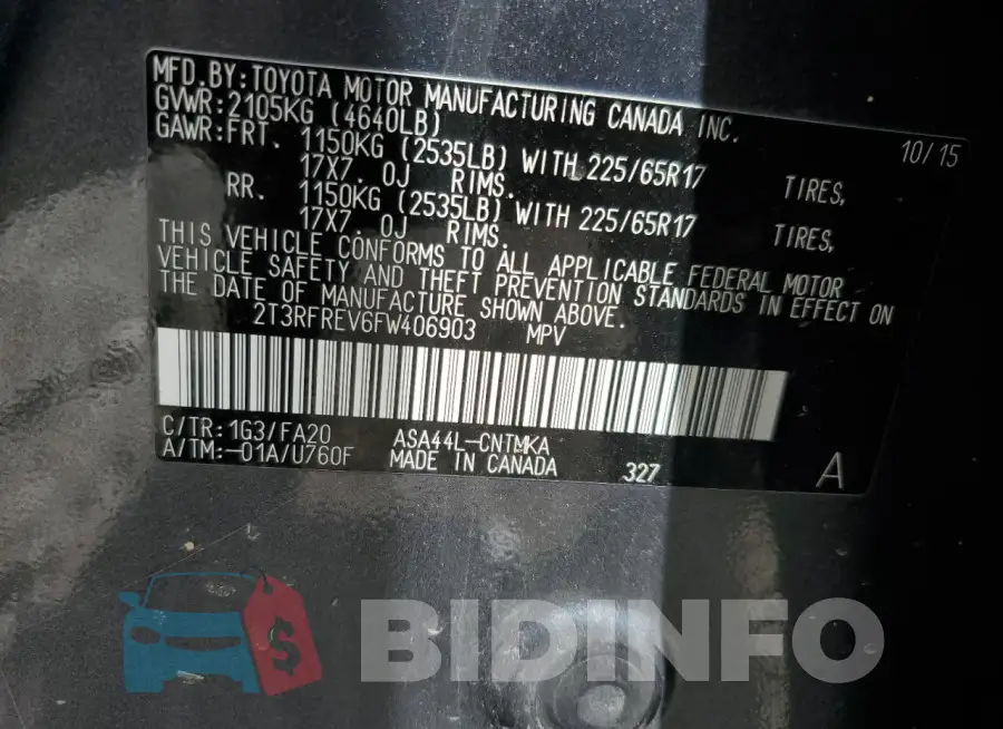 2T3RFREV6FW406903 Photo# 13