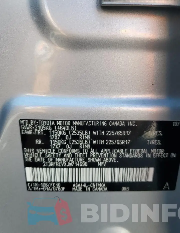 2T3RFREVXJW714696 Photo# 14