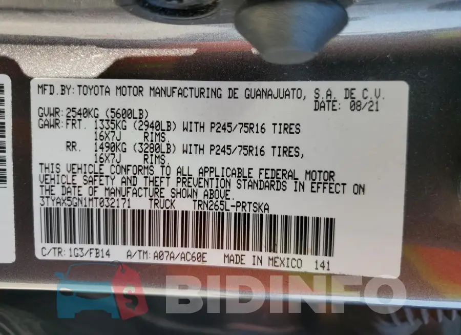 3TYAX5GN1MT032171 Photo# 12