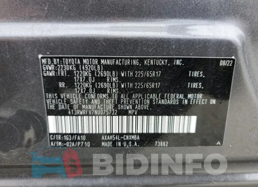 4T3RWRFV7NU075732 Photo# 14