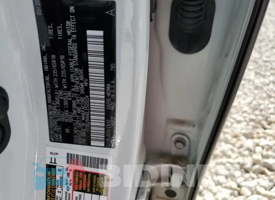 5TDGZRAH0LS505034 Photo# 14