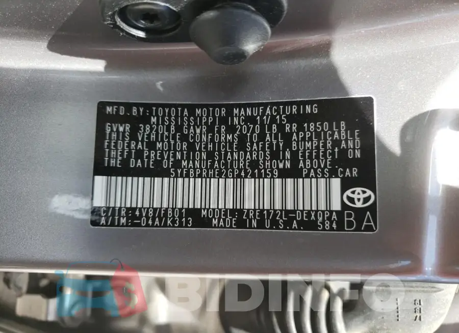 5YFBPRHE2GP421159 Photo# 12