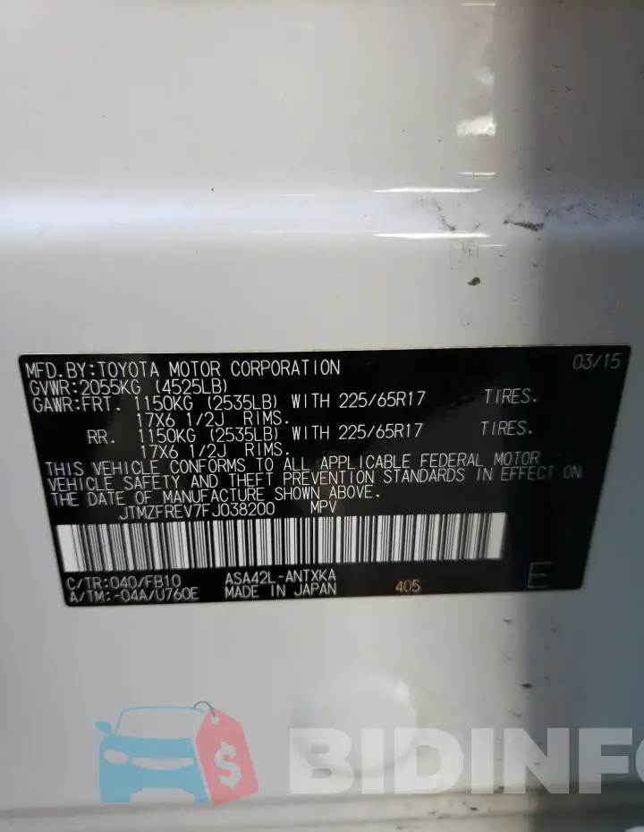 JTMZFREV7FJ038200 Photo# 13