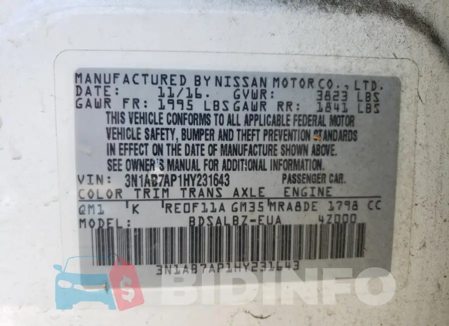 3N1AB7AP1HY231643 Photo# 12