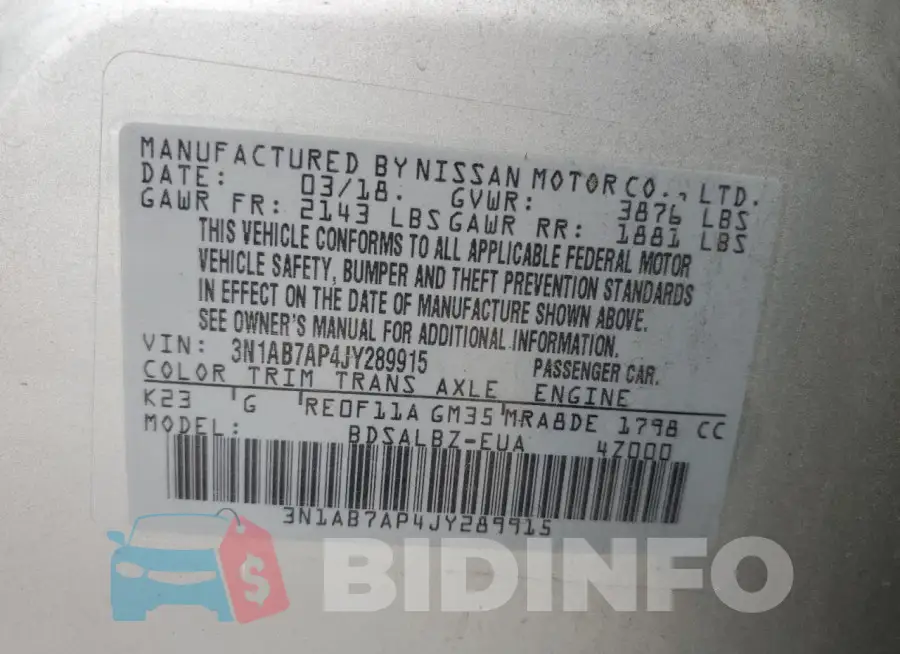 3N1AB7AP4JY289915 Photo# 12