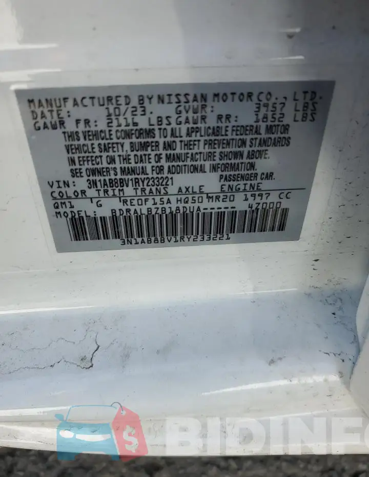3N1AB8BV1RY233221 Photo# 12