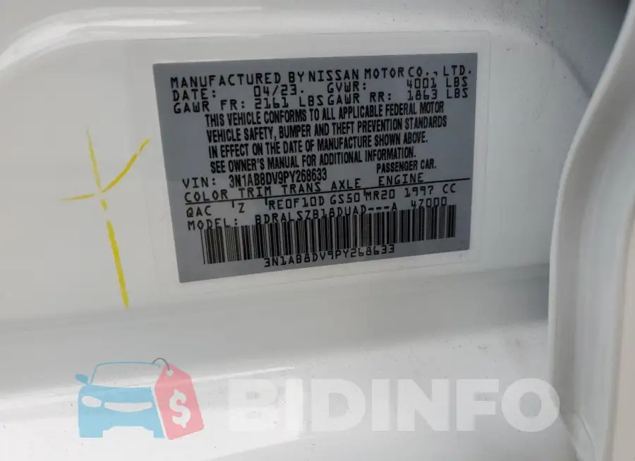 3N1AB8DV9PY268633 Photo# 12