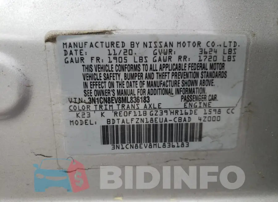 3N1CN8EV8ML836183 Photo# 12