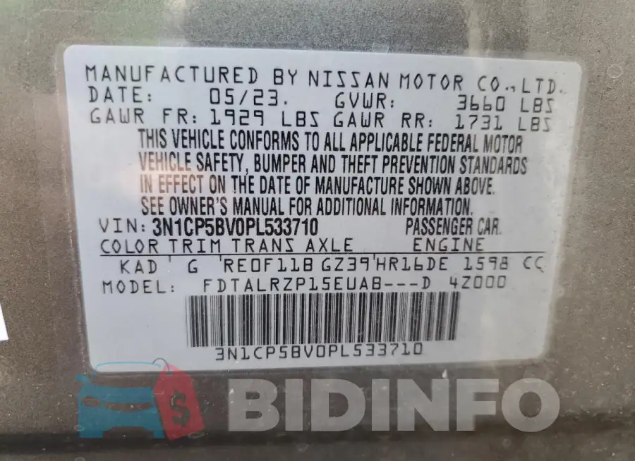 3N1CP5BV0PL533710 Photo# 13