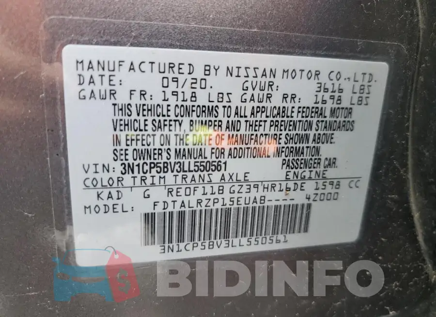 3N1CP5BV3LL550561 Photo# 13