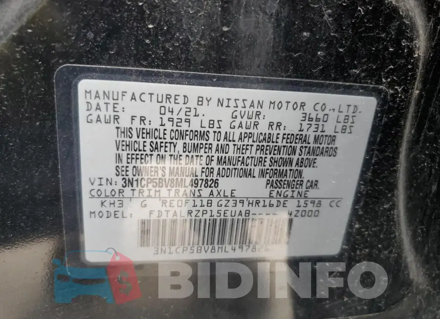 3N1CP5BV8ML497826 Photo# 12