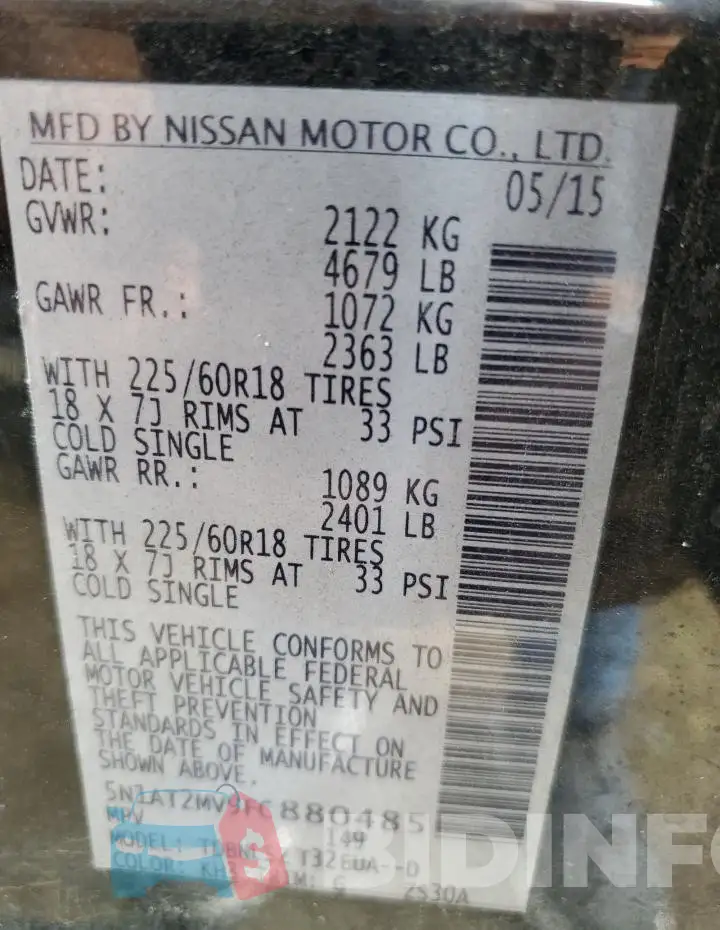 5N1AT2MV9FC880485 Photo# 13