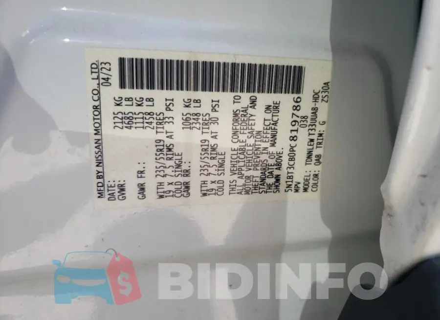5N1BT3CB0PC819786 Photo# 13
