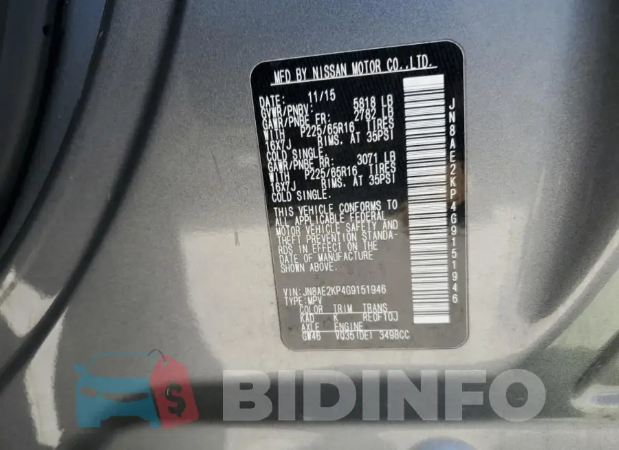 JN8AE2KP4G9151946 Photo# 13