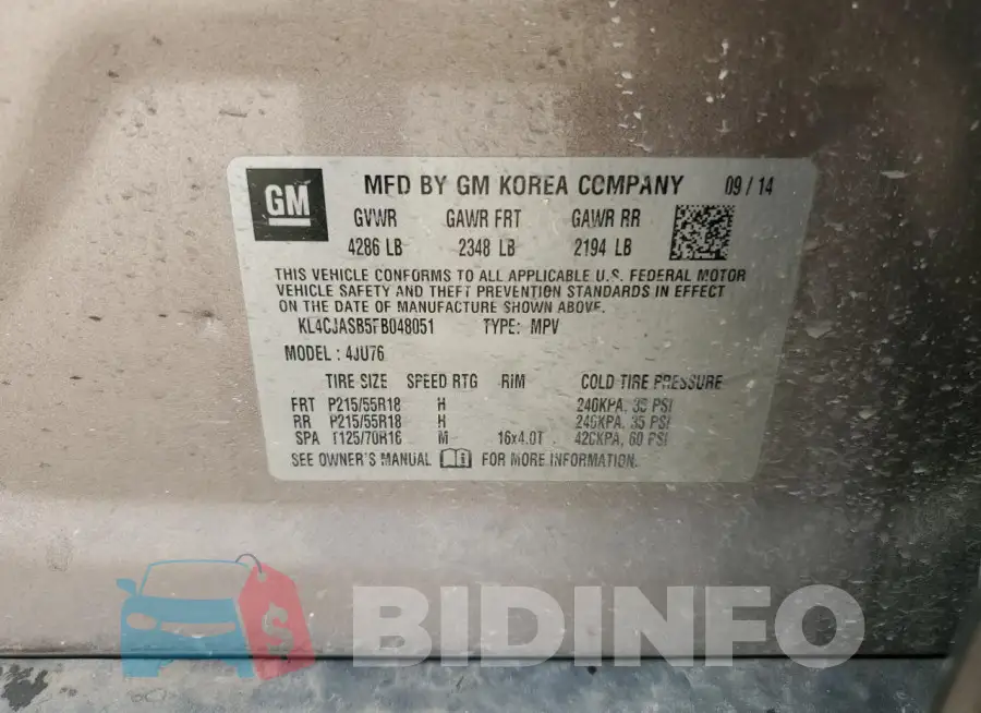 KL4CJASB5FB048051 Photo# 13