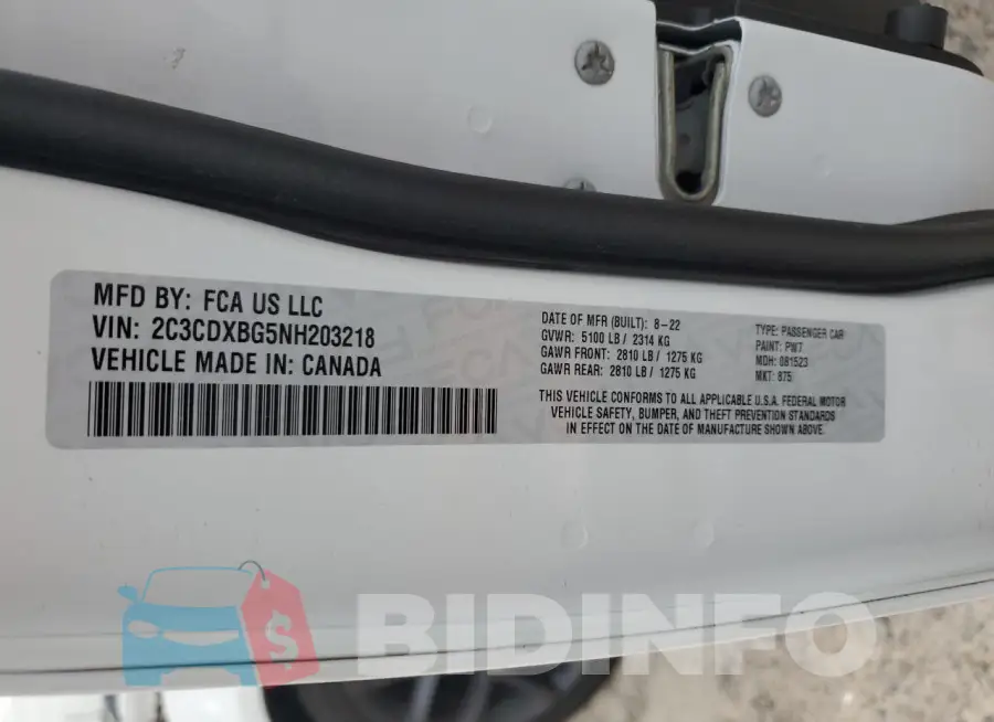 2C3CDXBG5NH203218 Photo# 12