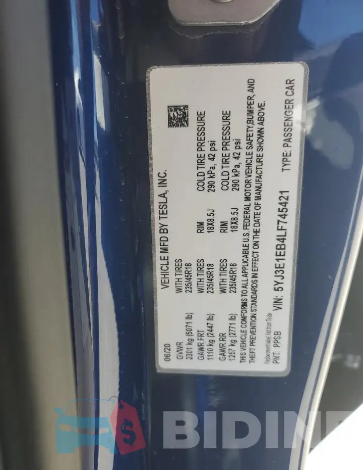 5YJ3E1EB4LF745421 Photo# 12
