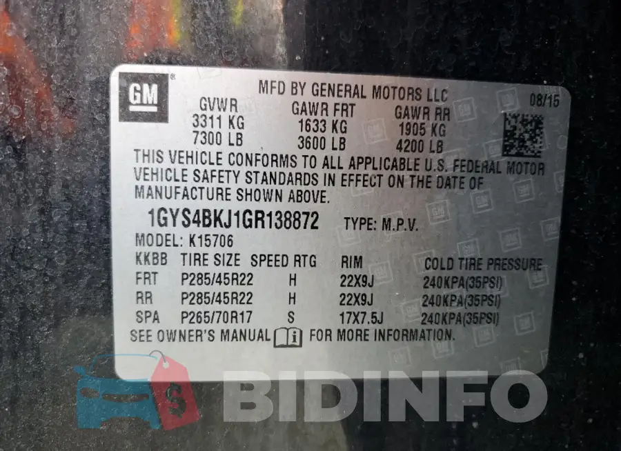 1GYS4BKJ1GR138872 Photo# 13