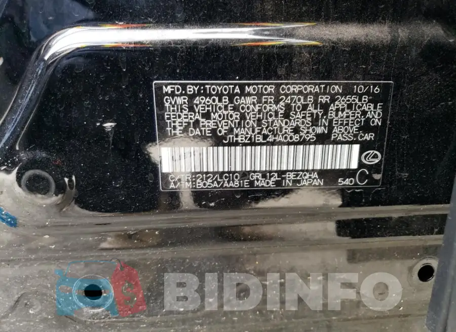 JTHBZ1BL4HA008795 Photo# 13